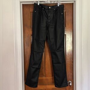 Slim Straight Black Coated Denim